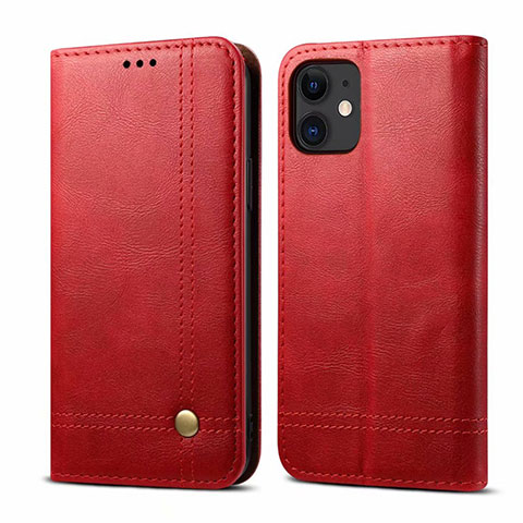 Custodia Portafoglio In Pelle Cover con Supporto L07 per Apple iPhone 12 Mini Rosso