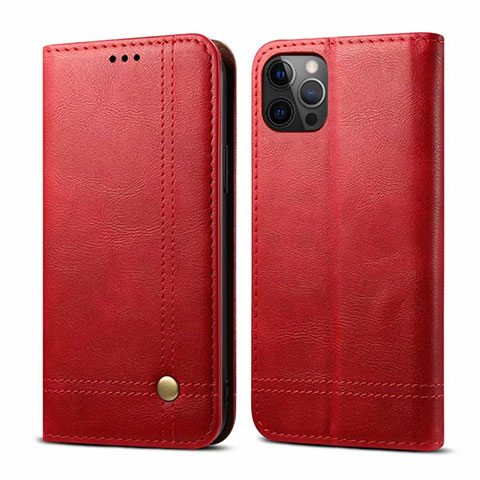 Custodia Portafoglio In Pelle Cover con Supporto L07 per Apple iPhone 12 Pro Rosso