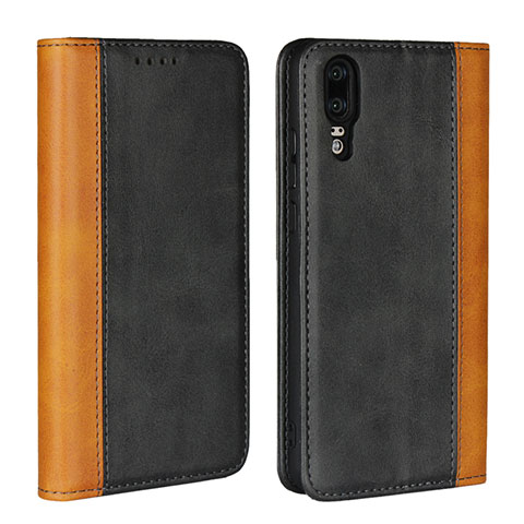 Custodia Portafoglio In Pelle Cover con Supporto L07 per Huawei P20 Nero