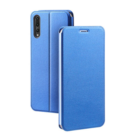 Custodia Portafoglio In Pelle Cover con Supporto L07 per Huawei P20 Pro Blu