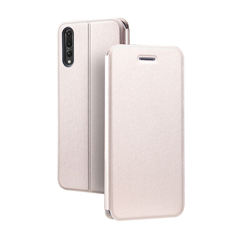 Custodia Portafoglio In Pelle Cover con Supporto L07 per Huawei P20 Pro Oro Rosa