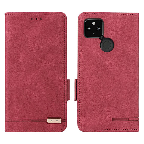 Custodia Portafoglio In Pelle Cover con Supporto L07Z per Google Pixel 5 XL 5G Rosso