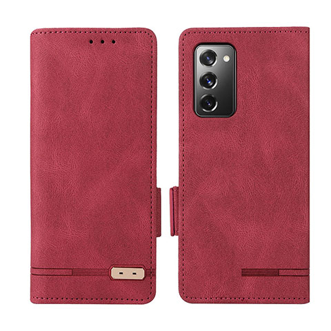 Custodia Portafoglio In Pelle Cover con Supporto L07Z per Samsung Galaxy Z Fold2 5G Rosso