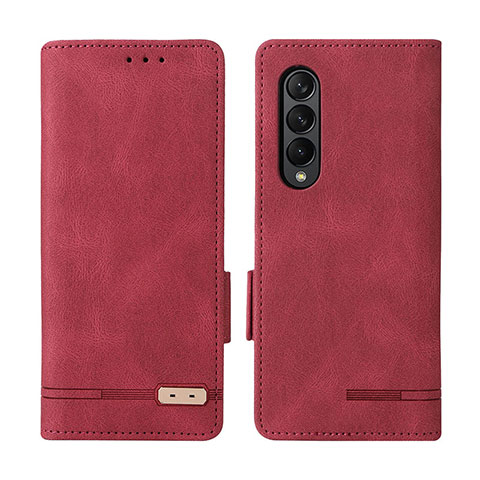 Custodia Portafoglio In Pelle Cover con Supporto L07Z per Samsung Galaxy Z Fold3 5G Rosso