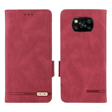 Custodia Portafoglio In Pelle Cover con Supporto L07Z per Xiaomi Poco X3 NFC Rosso