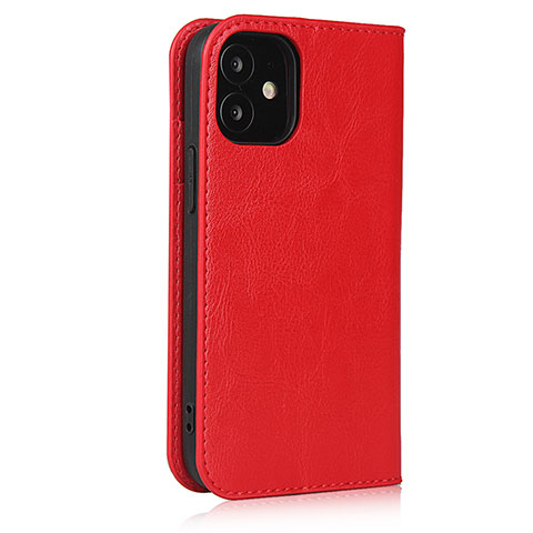 Custodia Portafoglio In Pelle Cover con Supporto L08 per Apple iPhone 12 Mini Rosso