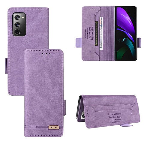 Custodia Portafoglio In Pelle Cover con Supporto L08Z per Samsung Galaxy Z Fold2 5G Viola