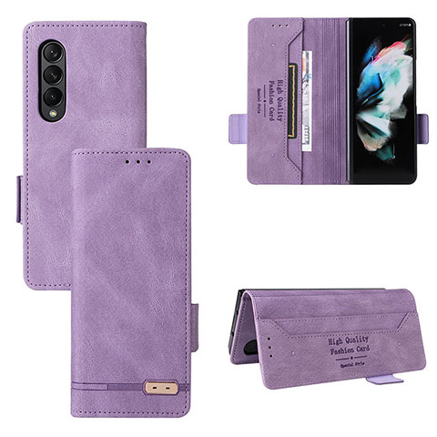 Custodia Portafoglio In Pelle Cover con Supporto L08Z per Samsung Galaxy Z Fold3 5G Viola