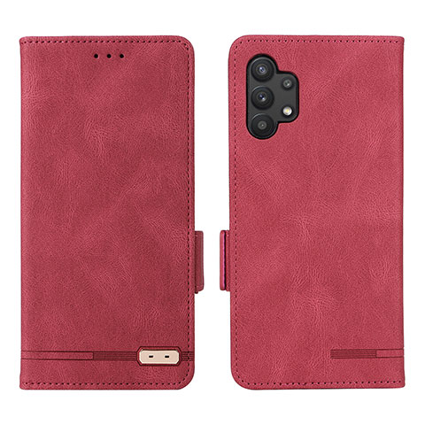 Custodia Portafoglio In Pelle Cover con Supporto L09Z per Samsung Galaxy M32 5G Rosso