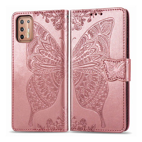 Custodia Portafoglio In Pelle Cover con Supporto L10 per Motorola Moto G9 Plus Oro Rosa