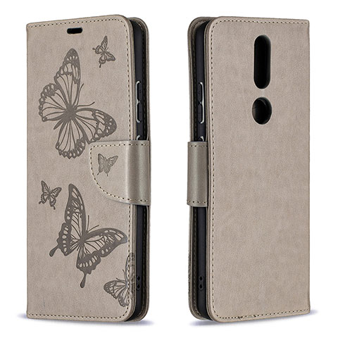 Custodia Portafoglio In Pelle Cover con Supporto L10 per Nokia 2.4 Grigio