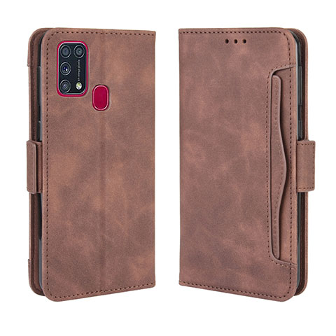 Custodia Portafoglio In Pelle Cover con Supporto L10 per Samsung Galaxy M21s Marrone