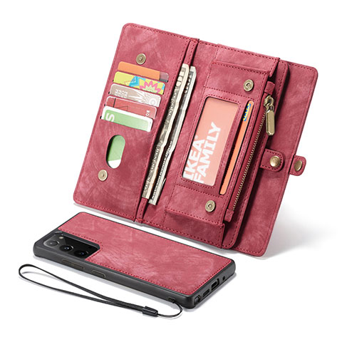 Custodia Portafoglio In Pelle Cover con Supporto L10 per Samsung Galaxy Note 20 5G Rosso