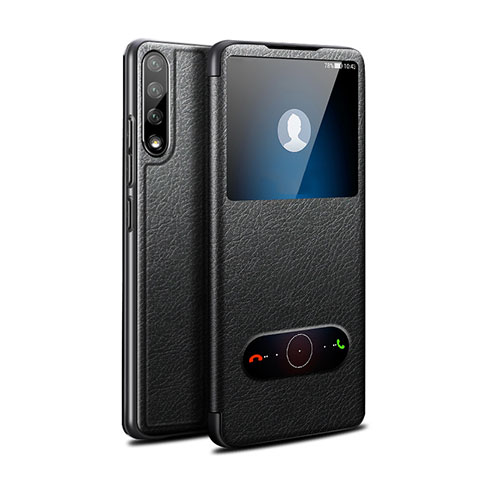 Custodia Portafoglio In Pelle Cover con Supporto L12 per Huawei Y8p Nero