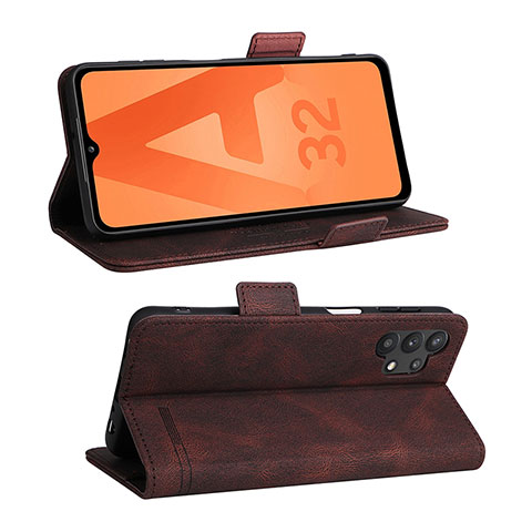 Custodia Portafoglio In Pelle Cover con Supporto L12Z per Samsung Galaxy M32 5G Marrone