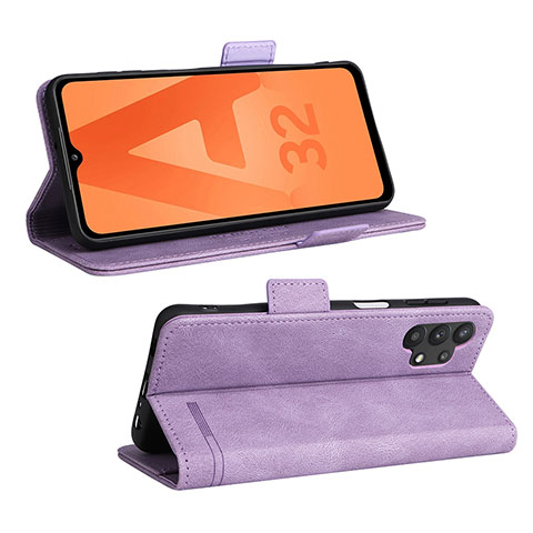 Custodia Portafoglio In Pelle Cover con Supporto L12Z per Samsung Galaxy M32 5G Viola