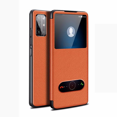 Custodia Portafoglio In Pelle Cover con Supporto L21 per Huawei Honor 30S Arancione