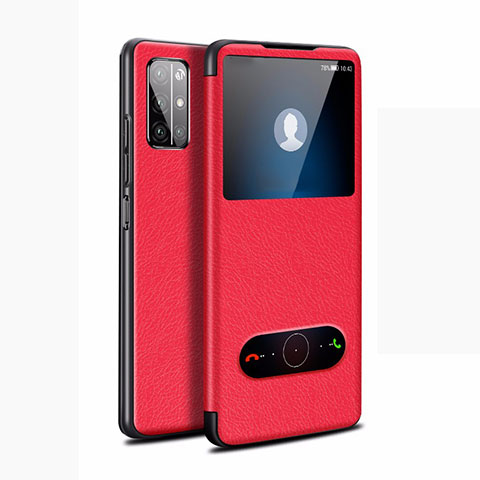 Custodia Portafoglio In Pelle Cover con Supporto L21 per Huawei Honor 30S Rosso
