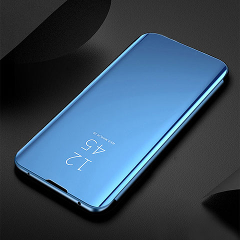 Custodia Portafoglio In Pelle Cover con Supporto Laterale Specchio Cover H01 per Samsung Galaxy S21 Plus 5G Cielo Blu