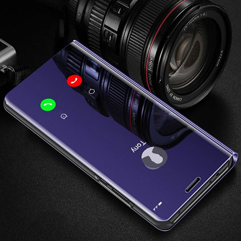 Custodia Portafoglio In Pelle Cover con Supporto Laterale Specchio Cover L01 per Huawei Enjoy 10 Plus Viola