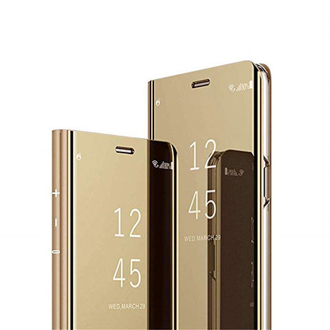 Custodia Portafoglio In Pelle Cover con Supporto Laterale Specchio Cover L01 per Huawei Honor 9X Oro