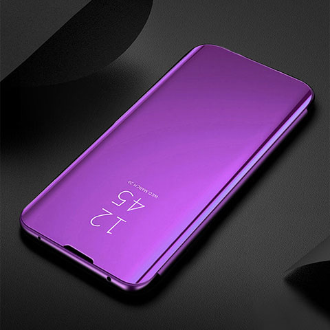 Custodia Portafoglio In Pelle Cover con Supporto Laterale Specchio Cover L01 per Oppo Find X3 5G Viola