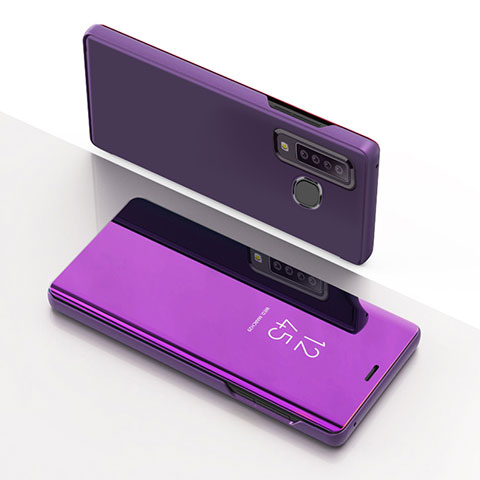 Custodia Portafoglio In Pelle Cover con Supporto Laterale Specchio Cover L01 per Samsung Galaxy A9s Viola