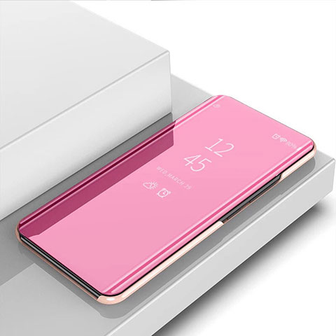 Custodia Portafoglio In Pelle Cover con Supporto Laterale Specchio Cover L01 per Xiaomi Mi 12 Pro 5G Oro Rosa