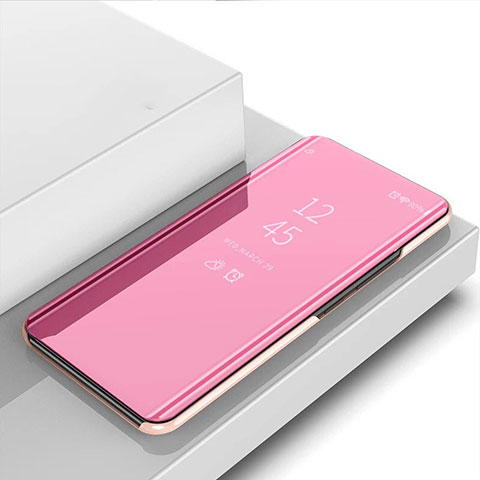Custodia Portafoglio In Pelle Cover con Supporto Laterale Specchio Cover L01 per Xiaomi Redmi 10X 5G Oro Rosa