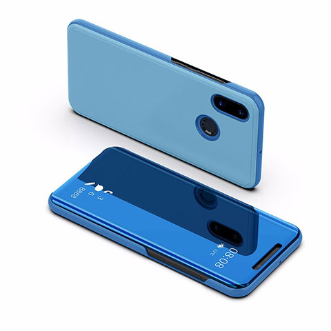 Custodia Portafoglio In Pelle Cover con Supporto Laterale Specchio Cover L02 per Xiaomi Mi Max 3 Cielo Blu