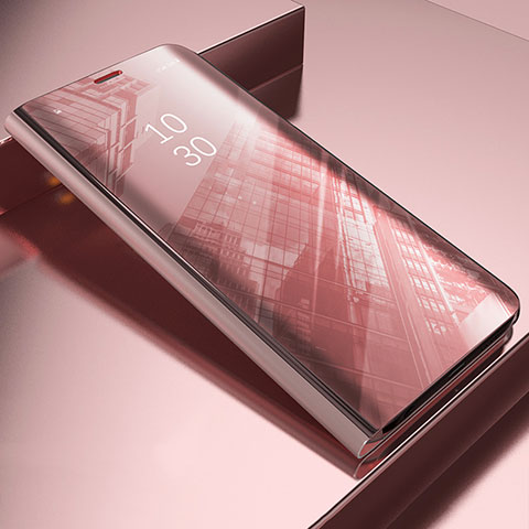 Custodia Portafoglio In Pelle Cover con Supporto Laterale Specchio Cover L03 per OnePlus Nord N200 5G Oro Rosa