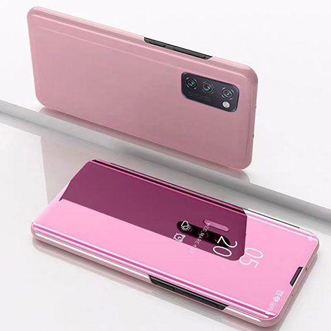 Custodia Portafoglio In Pelle Cover con Supporto Laterale Specchio Cover M02 per Huawei Honor V30 5G Oro Rosa