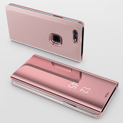 Custodia Portafoglio In Pelle Cover con Supporto Laterale Specchio Cover per Apple iPhone 8 Plus Oro Rosa