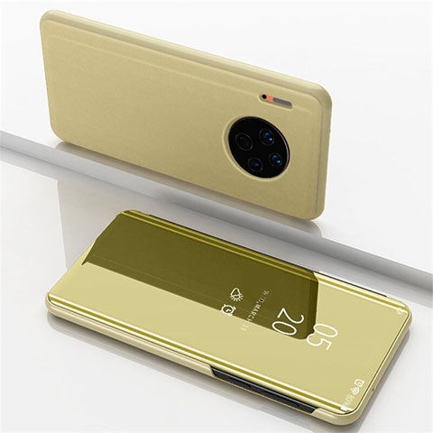 Custodia Portafoglio In Pelle Cover con Supporto Laterale Specchio Cover per Huawei Mate 30 Oro