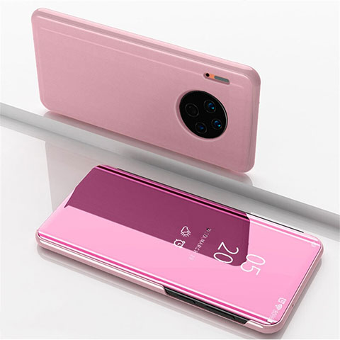 Custodia Portafoglio In Pelle Cover con Supporto Laterale Specchio Cover per Huawei Mate 30 Pro Oro Rosa