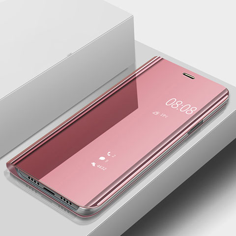 Custodia Portafoglio In Pelle Cover con Supporto Laterale Specchio Cover per Huawei Nova 3e Oro Rosa