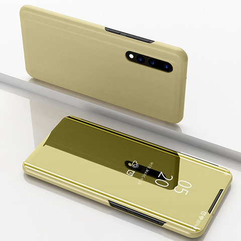 Custodia Portafoglio In Pelle Cover con Supporto Laterale Specchio Cover per Huawei P30 Giallo