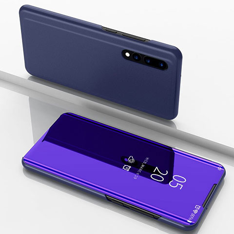 Custodia Portafoglio In Pelle Cover con Supporto Laterale Specchio Cover per Huawei P30 Viola