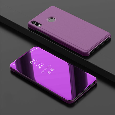 Custodia Portafoglio In Pelle Cover con Supporto Laterale Specchio Cover per Huawei Y9 (2019) Rosa Caldo