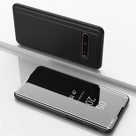 Custodia Portafoglio In Pelle Cover con Supporto Laterale Specchio Cover per LG V60 ThinQ 5G Nero