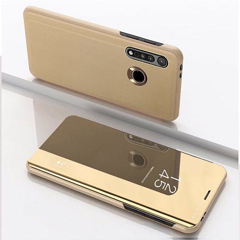 Custodia Portafoglio In Pelle Cover con Supporto Laterale Specchio Cover per Motorola Moto G8 Plus Oro