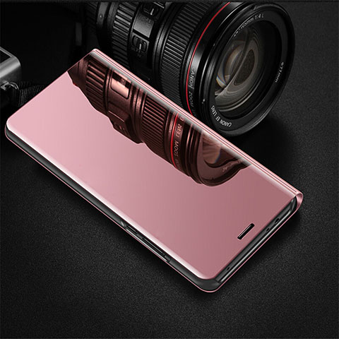 Custodia Portafoglio In Pelle Cover con Supporto Laterale Specchio Cover per Oppo RX17 Pro Oro Rosa