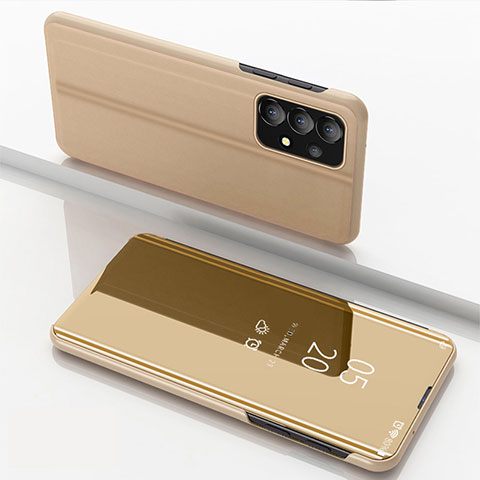 Custodia Portafoglio In Pelle Cover con Supporto Laterale Specchio Cover per Samsung Galaxy A33 5G Oro