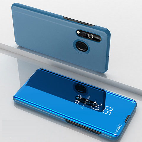 Custodia Portafoglio In Pelle Cover con Supporto Laterale Specchio Cover per Samsung Galaxy A60 Blu