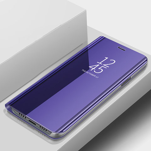 Custodia Portafoglio In Pelle Cover con Supporto Laterale Specchio Cover per Samsung Galaxy A9s Blu
