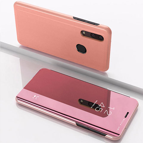 Custodia Portafoglio In Pelle Cover con Supporto Laterale Specchio Cover per Samsung Galaxy M20 Oro Rosa