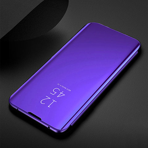 Custodia Portafoglio In Pelle Cover con Supporto Laterale Specchio Cover per Samsung Galaxy M21 Viola