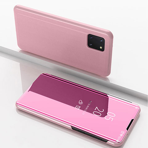 Custodia Portafoglio In Pelle Cover con Supporto Laterale Specchio Cover per Samsung Galaxy M60s Oro Rosa