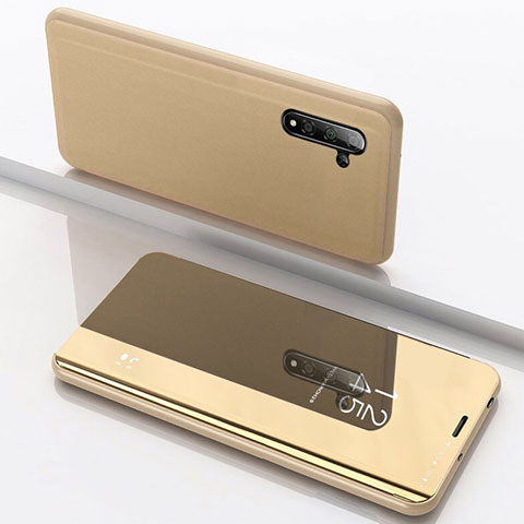 Custodia Portafoglio In Pelle Cover con Supporto Laterale Specchio Cover per Samsung Galaxy Note 10 5G Oro