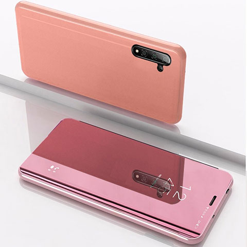 Custodia Portafoglio In Pelle Cover con Supporto Laterale Specchio Cover per Samsung Galaxy Note 10 5G Oro Rosa